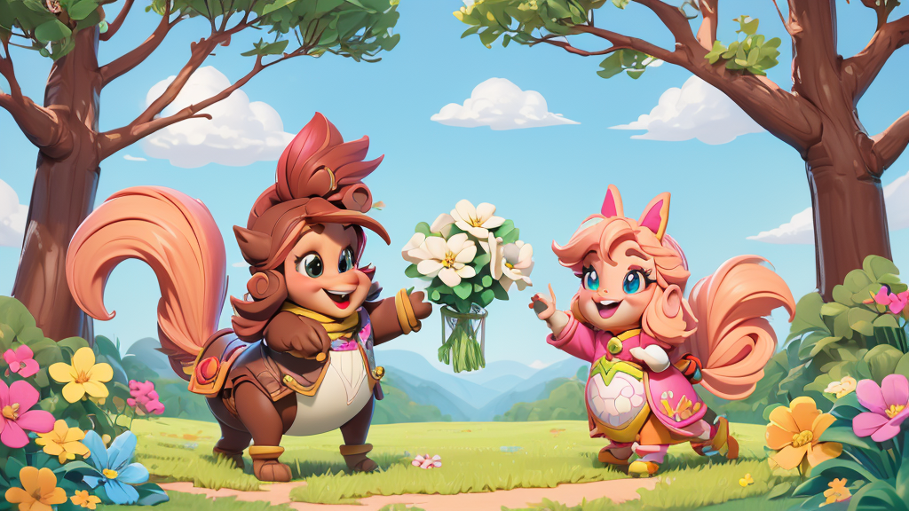 They look around in the forest. They pick some beautiful flowers. They make a nice bunch of flowers for the headmaster, Mr. Hippo.