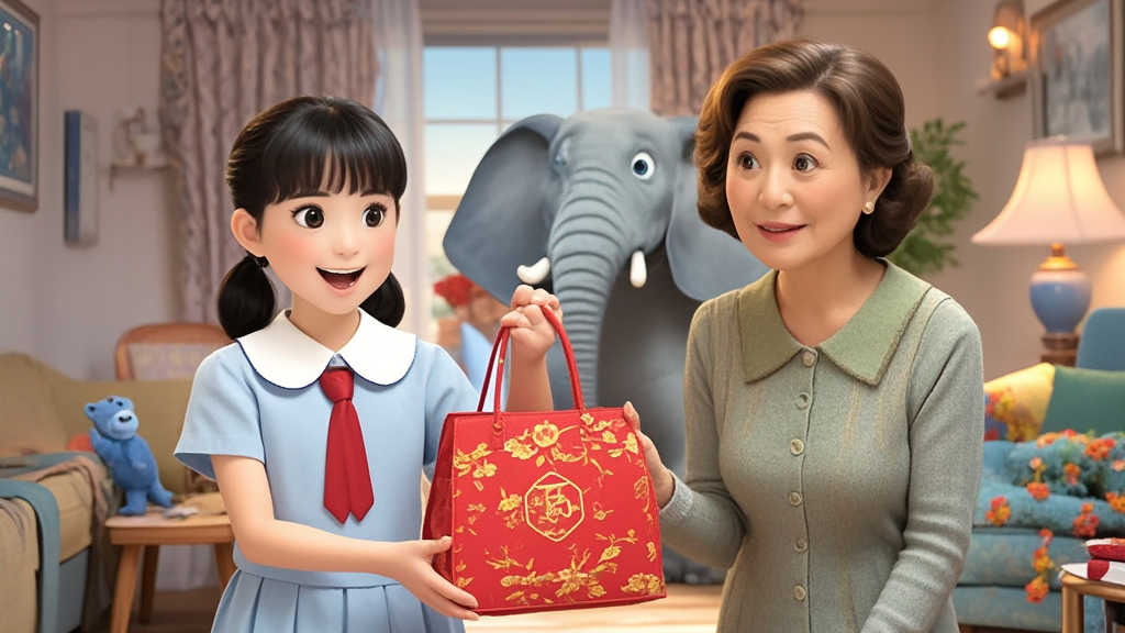 Chen Jie buys a red bag for her mum. Her mum likes red. This bag is very beautiful. Chen Jie hopes her mum will like this bag.