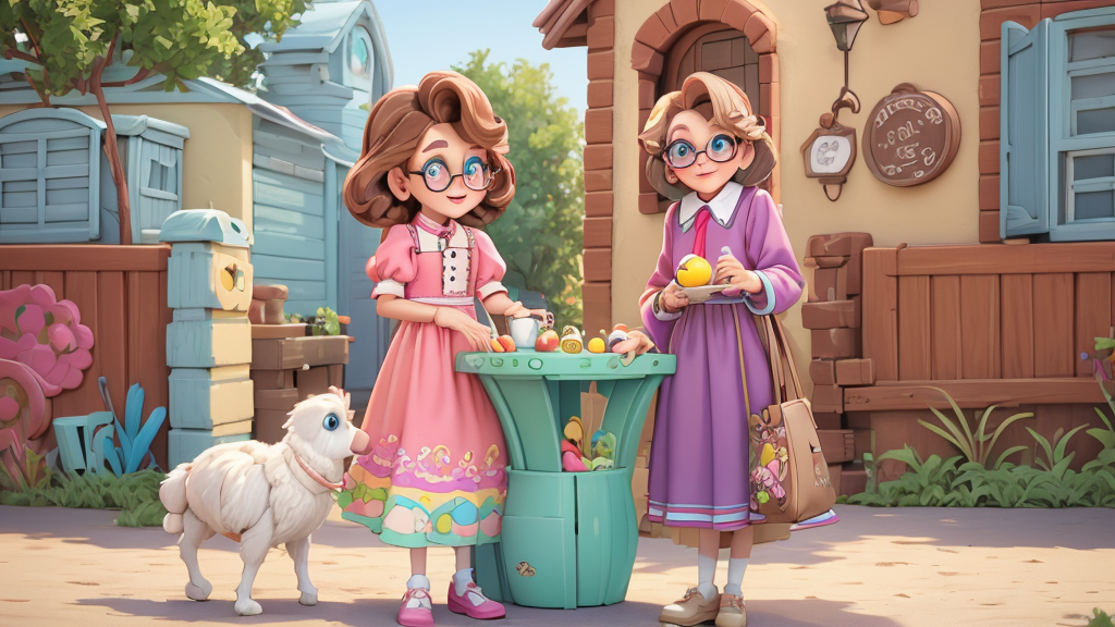 Amy helps the elderly neighbours take out the trash. The elderly neighbors feel very glad. After that, they invite Amy to their home to eat delicious biscuits.