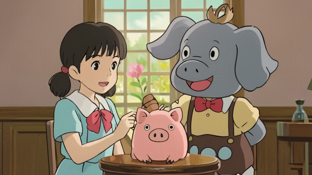 They decide to save their pocket money in a piggy bank. Every time they get the pocket money, they smile and put it into the piggy bank. They are eager to see the piggy bank full.