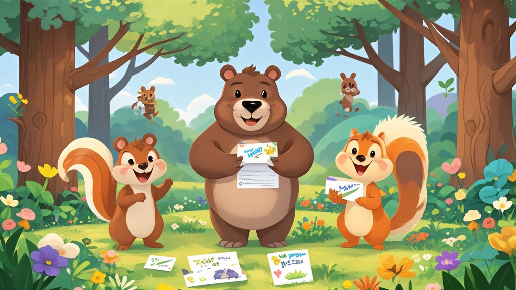 Principal Hippo sends out invitations. The little animals in the forest get the invitations. They feel lucky to be invited.
