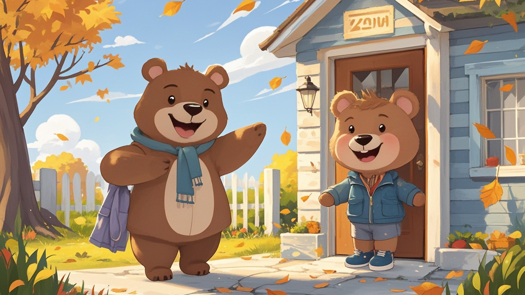 It's a bit windy outside, but Zoom doesn't give up. He puts on his thick clothes and goes to Zip's home despite the weather. Zip sees him and feels very glad.