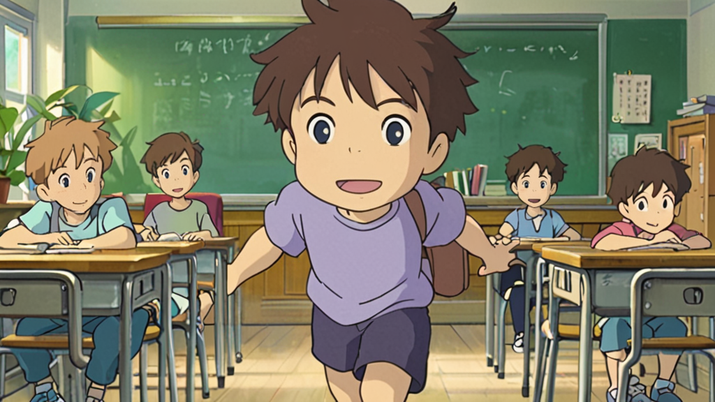 The school bell rings. Other kids are sitting in their seats, but Mike is still on the way. He runs as fast as he can. But he is still late.