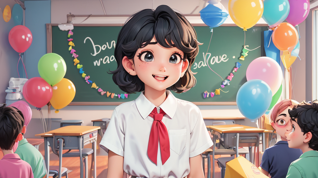 We draw "Welcome Chen Jie" picture. She is very happy. She is speaking. She says "Thank you." Then she started to talk to us.