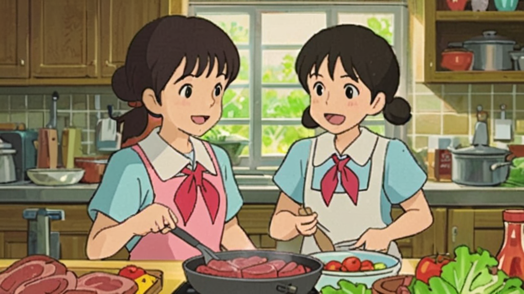 Chen Jie says, "My mum is a cook." We cook beef together. We make beef and fish. I like this food.