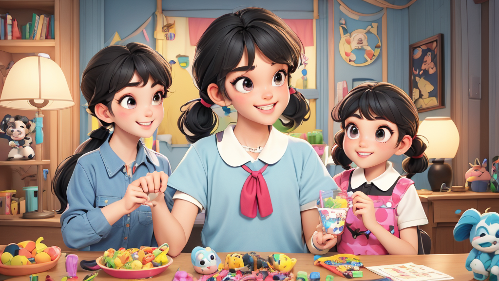 Chen Jie says, "I dance with my brother and sister." We clap our hands. We share food. We are very happy.