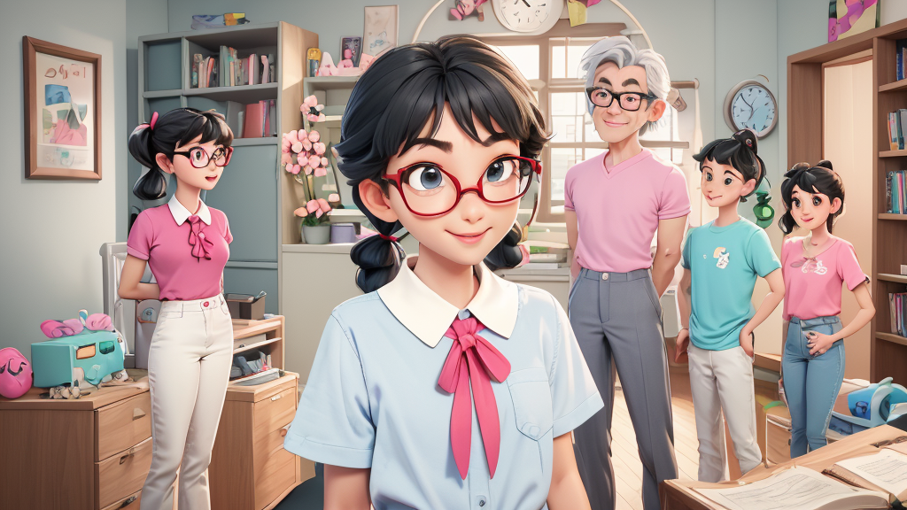 Chen Jie says, "My family is big. There are five people in my family. They are my mother, my father, my sister and my brother."