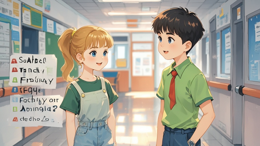 Sarah asks, “What do you have on Fridays?” Zhang Peng answers, “I have PE class.” Sarah asks, “Do you often play sports?” Zhang Peng answers, “No, I don't. I don't like sports. I think sports are too tiring.”