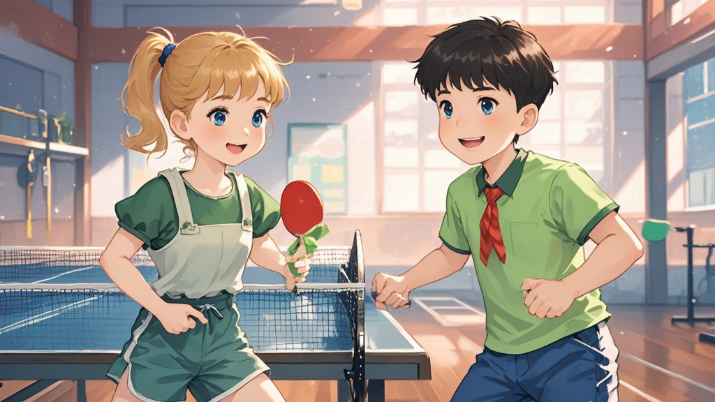 It’s Sunday. Zhang Peng and Sarah are in the gym. They play ping-pong there. They are very happy. From then on, Zhang Peng likes ping-pong.
