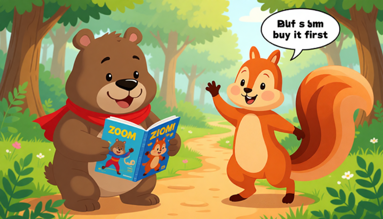 Hi, Zip. Where are you going?
I'm going to the bookstore.
I want to buy a new comic book.
What are you going to do, Zoom?
I'm going to learn how to swim.
Why don't you come and learn swimming with me?
It will be fun.
Come on, why not buy the comic book with me first?