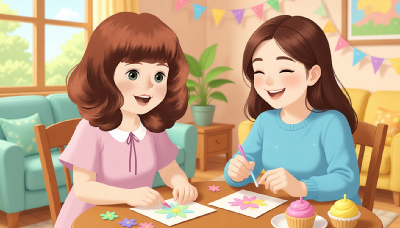 They will make a beautiful card for Amy. They can have a party. They can have a nice time.