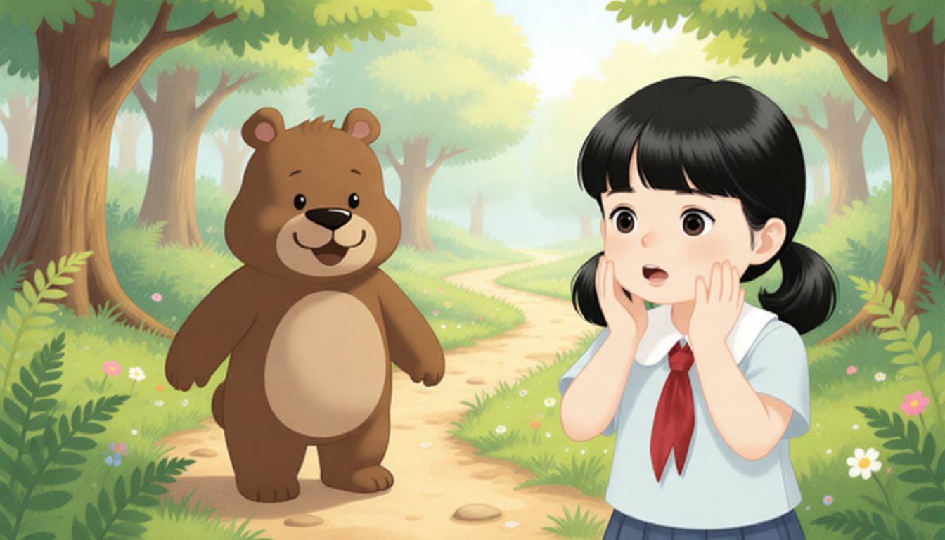 Though dad was away, Zoom decided to go to help by himself. He walked a long way. He found Chen Jie. Chen Jie was lost. So Chen Jie called for help.