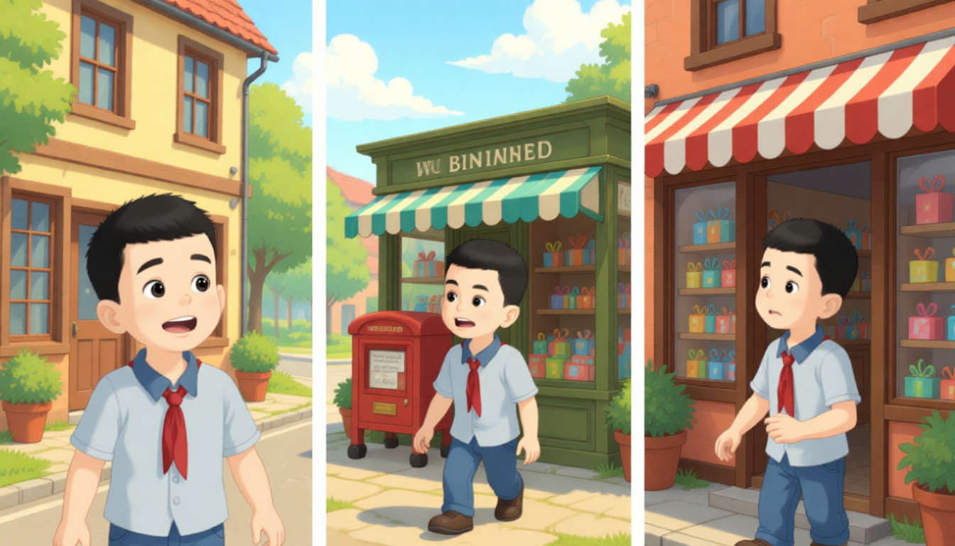 Wu Binbin looked for his cap in many places. He went to the hotel, the gift shop and the post office. He did not find his cap there.