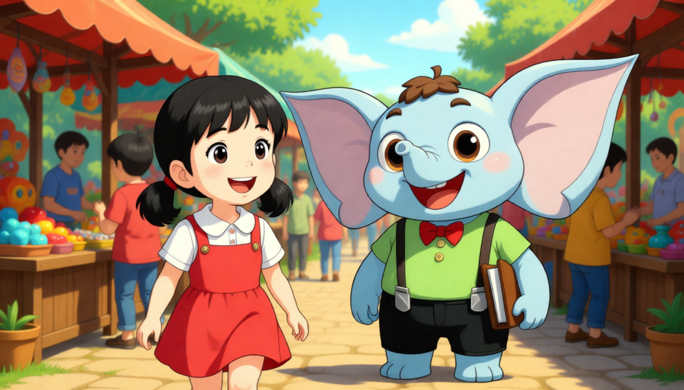 They want to go to the flea market to buy some things. Chen Jie says, "I want to buy a toy. Guess what toy I will buy?" She will buy a very cool doll.