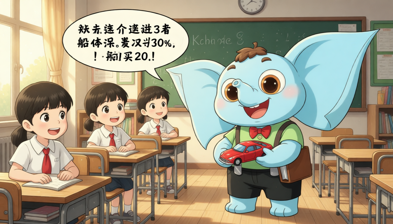 Ai Xiaoxiang takes the toy car to school. His friends ask, "How much is this boat?" Ai Xiaoxiang smiles and says, "This boat costs at least 20 yuan. When I got it, it was 30 yuan." Then he and his friends all laugh. His friends all admire him, so they all buy one.