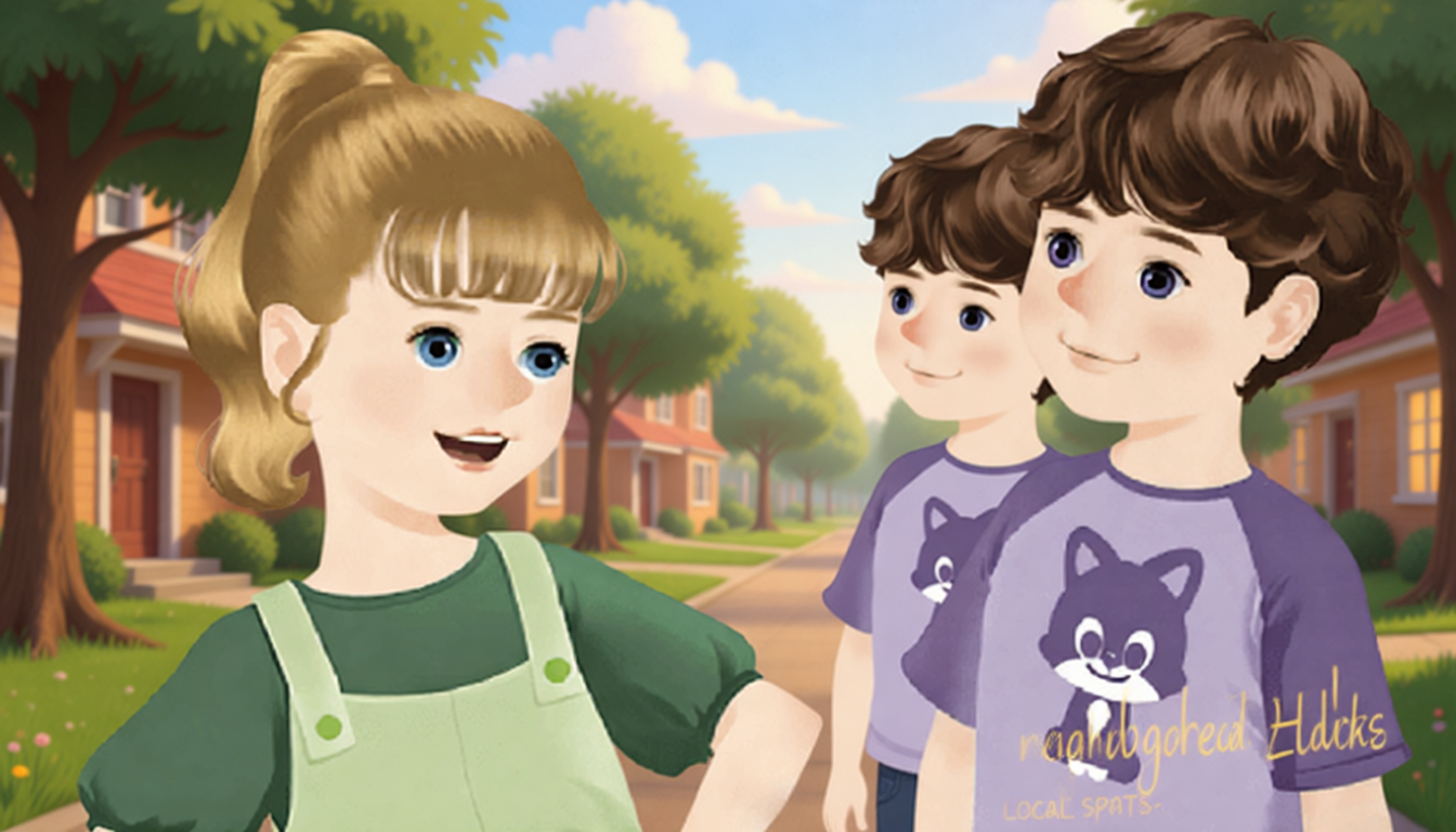 Welcome to my new community.
Sarah moves to this new community, and she invites Mike to her home.
Mike says, "Can you show me around this new community?"
Sarah says, "Yes, I can."
They go to the library and many other places together.