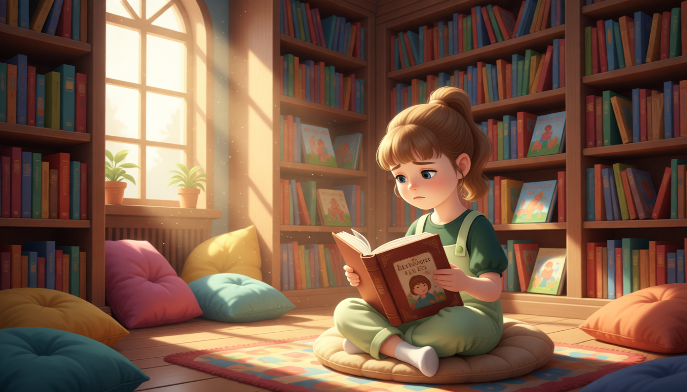 Sarah likes reading books.
But she does not have much to read.
She likes books best of all.
She often reads picture books in the library.
She always feels a little upset about that.
