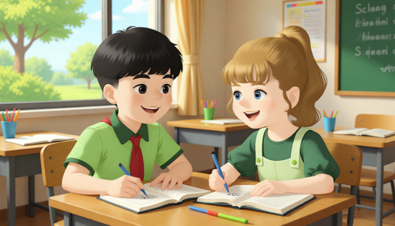 Zhang Peng and Sarah often do homework together.
Sarah is very nice.
She always helps Zhang Peng with his Chinese.
They get on well with each other.
They are best friends.
